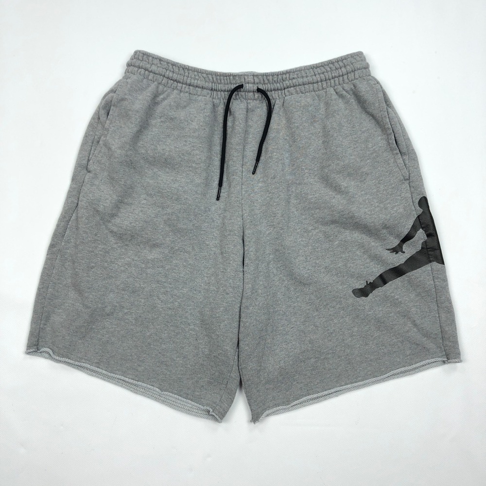 Jordan Mens Jumpman Fleece Shorts Size Large Grey Black Logo AQ3115